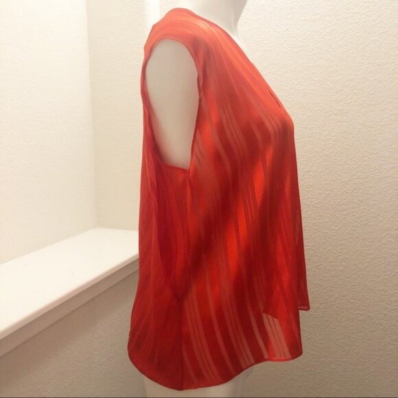 Rachel Roy Neon Tigerlily Burnout Silky Top, Red/Orange Size L New w/Tag - Picture 6 of 10